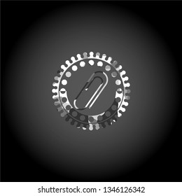 paper clip icon inside grey camouflage emblem