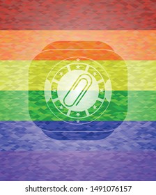 paper clip icon inside lgbt colors emblem 