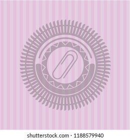paper clip icon inside pink icon or emblem