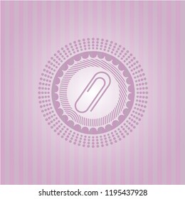 paper clip icon inside pink icon or emblem