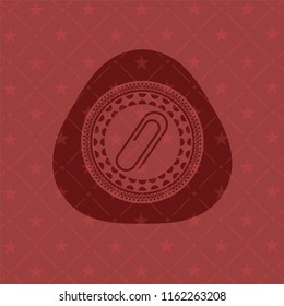 paper clip icon inside realistic red emblem