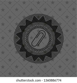 paper clip icon inside realistic black emblem