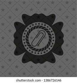paper clip icon inside realistic black emblem
