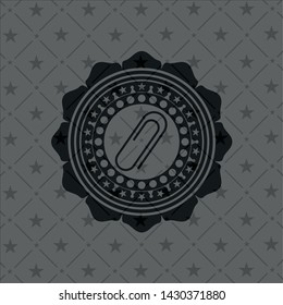 paper clip icon inside realistic dark emblem
