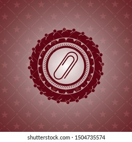 paper clip icon inside realistic red emblem