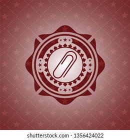 paper clip icon inside red emblem. Vintage.