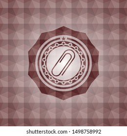paper clip icon inside red geometric emblem. Seamless.