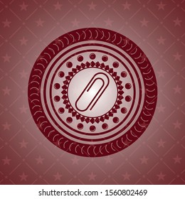 paper clip icon inside red emblem. Vintage.