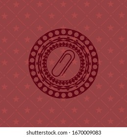 paper clip icon inside red emblem. Retro