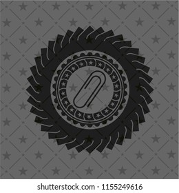 paper clip icon inside retro style black emblem