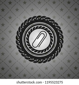 paper clip icon inside retro style black emblem