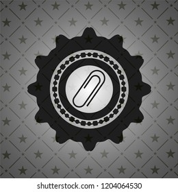 paper clip icon inside retro style black emblem
