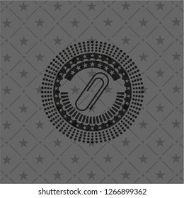 paper clip icon inside retro style black emblem