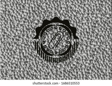 Papier-Clip-Symbol im Retro-Stil schwarzes Emblem mit Blasen-Hintergrund. Vektorillustration Illustration. Detaillierte Angaben.