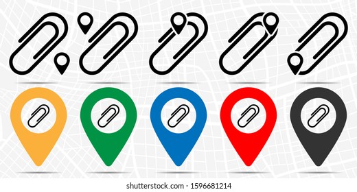Paper clip icon in location set. Simple glyph, flat illustration element of education theme icons
