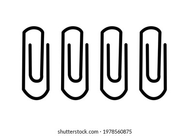 Paper clip icon or logo isolated on white background.Silhouette of office document fastener.Paperclip attachment symbol or pictogram.Stationery supply simple flat design sign.Stock vector illustration
