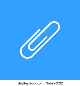 Paper Clip   icon  on blue background. Vector illustration.