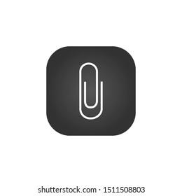 Paper clip icon on button . Stock vector illustration isolated on white background.