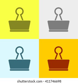 Paper Clip Icon on Four Different Backgrounds. Eps-10.