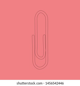 Paper clip icon in outline style on pink background. Vector