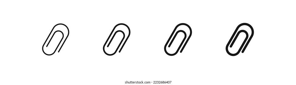 Paper clip icon. Paperclip sign. Office binder symbol. Page clinch icons. Black color. Vector isolated sign.