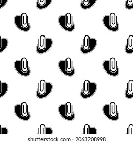 Paper Clip Icon Seamless Pattern, Paper Holding Clip Vector Art Illustration