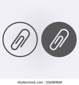 Paper clip icon set in circle . Vector illustration
