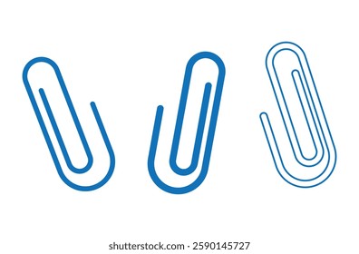 Paper Clip icon set. flat illustration of vector on white background. Attach file isolated icon, office paper clip linear icon, paperclip outline vector icon with editable stroke. Eps file 14.