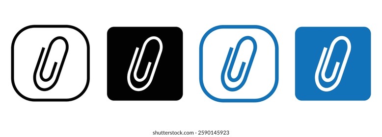 Paper Clip icon set. flat illustration of vector icon on white background. Attach file isolated icon, office paper clip linear icon, paperclip outline vector with editable stroke. Eps file 12.