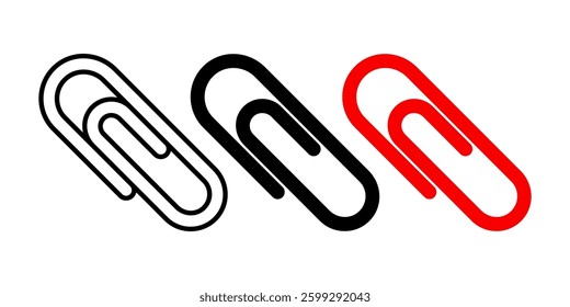 Paper Clip icon set. Flat illustration of icons on a white background