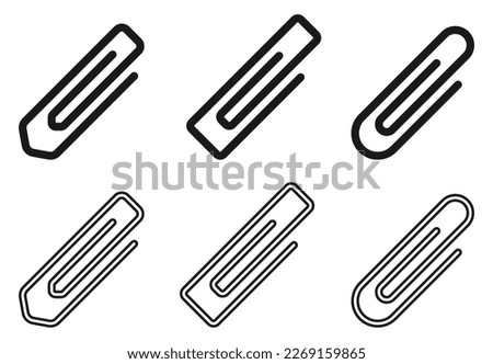 Paper clip icon set on white background. Paperclips icon in flat style