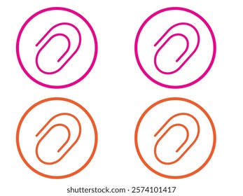 Paper clip icon. A simple image of a curved metal paper clip for connecting multiple sheets of paper. Isolated vector on white background.