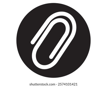 Paper clip icon. A simple image of a curved metal paper clip for connecting multiple sheets of paper. Isolated vector on white background.