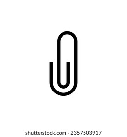 Paper clip icon. Simple outline style. Paperclip, attach, document clip, staple, fastener, page clamp, office concept. Thin line symbol. Vector isolated on white background. SVG.