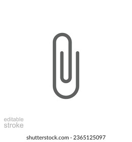 Paper clip icon. Simple outline style. Paperclip, attach, document clip, staple, fastener, page clamp, office concept. Thin line symbol. Vector isolated on white background. Editable stroke EPS.