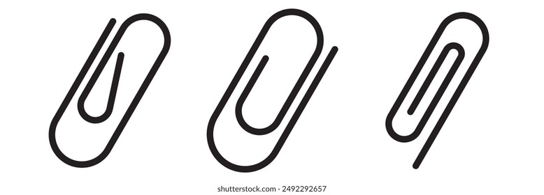 Paper clip icon. Simple outline style. Paperclip, attach, document clip, staple, fastener, page clamp, office concept. Thin line symbol. Vector isolated on white background.