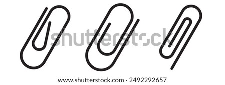 Paper clip icon. Simple outline style. Paperclip, attach, document clip, staple, fastener, page clamp, office concept. Thin line symbol. Vector isolated on white background.