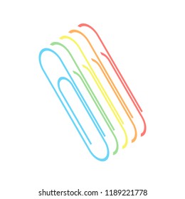 Paper clip icon. Stack of colorful isometric icons on white background