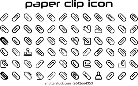 paper clip icon Symbol Set.eps. ollection, sketches, logo illustrations, web symbols, outline style pictograms package isolated on white background. Vector graphics. stock illustration