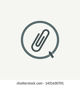Paper clip icon in trendy flat style isolated on grey background. Paper clip icon page symbol for your web site design Paper clip icon logo, app. Paper clip icon Vector illustration