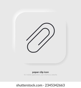 Paper clip icon in trendy flat style isolated on grey background. Paper clip icon page symbol for your web site design Paper clip icon logo, app, UI. Paper clip icon Vector illustration.