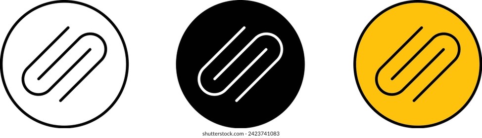 Icono de clip de papel en un estilo moderno alineado, aislado y colorido sobre fondo blanco. Símbolo de página de icono de clip de papel para el diseño de su sitio web Icono de clip de papel, aplicación, interfaz de usuario. Icono de clip de papel. Ilustración de vectores