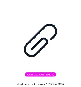 Paper clip icon vector design template with editable stroke