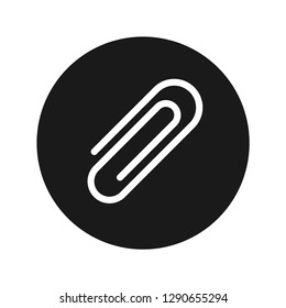 Paper clip icon vector illustration design isolated on flat black round button