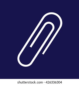 Paper clip icon vector illustration. Blue background