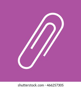 Paper clip icon vector illustration. Purple background