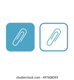 Paper clip icon vector illustration. White and blue