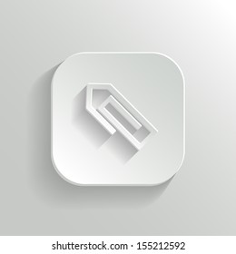 Paper clip icon - vector white app button with shadow