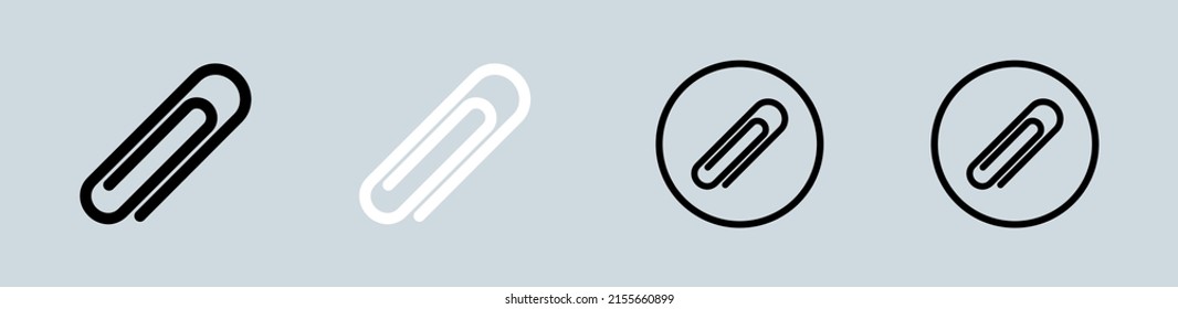 Paper clip icons set on white background. Attached link file icon.