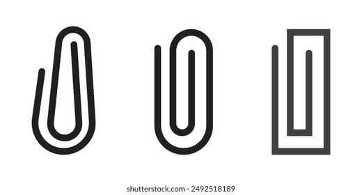 Paper clip icons set on white background. Paperclips in flat style. Office Paper Clip sign. Vector illustration